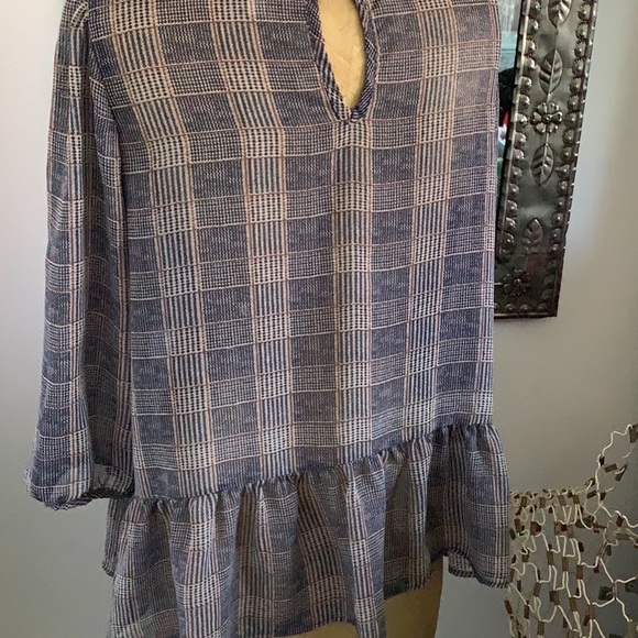 SEMI SHEER PLAID BLOUSE - Picture 3 of 3